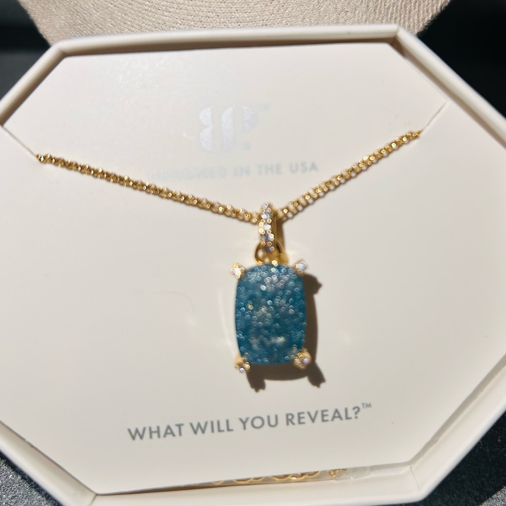 Bomb Party Necklace Sapphire Ice Crystal Gold Plated Starry Night Escape NK13496 - Picture 4 of 5
